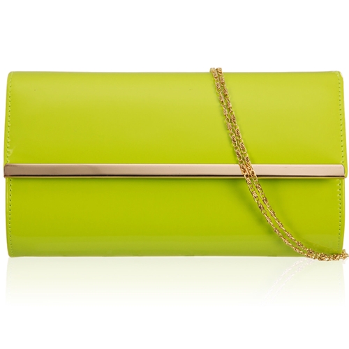 Picture of Xardi London Lime Patent Women Evening Clutch Bag