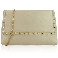Picture of Xardi London Nude Large Flap Over Suede Clutch Bag