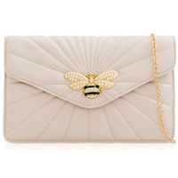 Picture of Xardi London Beige  Dragonfly Quilted Evening Bag