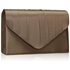 Picture of Xardi London Khaki New Women Pleated Satin Envelope Clutch Bridal Party Prom Ladies Evening Bags UK
