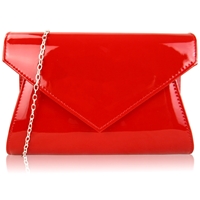 Picture of Xardi London Red Wet Look Vinyl Envelope Clutch Bag