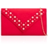 Picture of Xardi London Red Pearl Rivet Faux Suede Clutch Bag