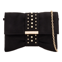 Picture of Xardi London Black Suede Slouch Clutch Bag
