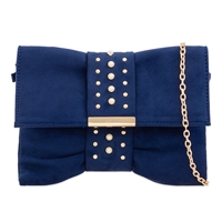 Picture of Xardi London Navy Suede Slouch Clutch Bag