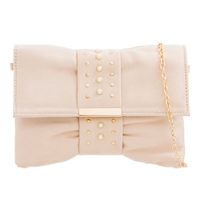 Picture of Xardi London Nude Suede Slouch Clutch Bag