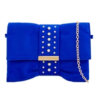 Picture of Xardi London Royal Blue Suede Slouch Clutch Bag