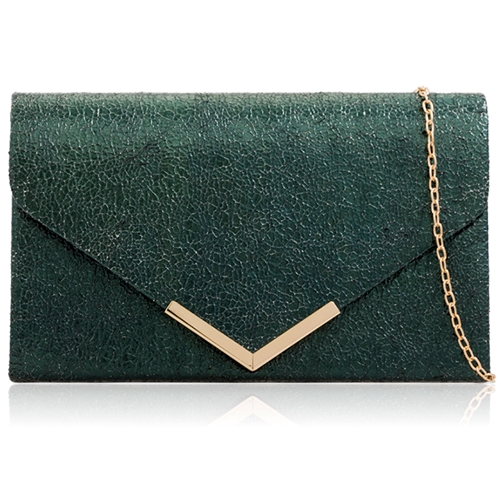 Picture of Xardi London Green Textured Metallic Clutch Bag