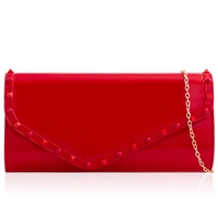 Picture of Xardi London Red Stud Envelope Patent Evening Bag 