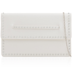 Picture of Xardi London White Faux Leather Studded Flat Clutch