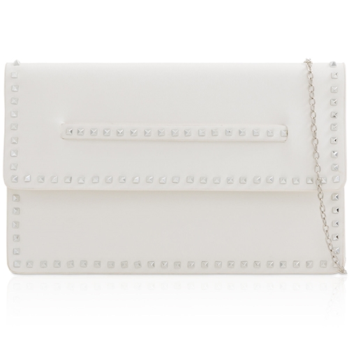 Picture of Xardi London White Faux Leather Studded Flat Clutch