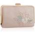 Picture of Xardi London Nude Suede Floral Embroidered Frame Clutch