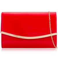 Picture of Xardi London Red Metal Trim Patent Leather Clutch Bag