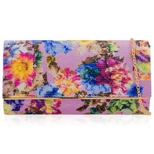 Picture of Xardi London Lilac Sequin Water Colour Floral Women Clutch 