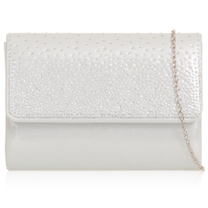Picture of Xardi London White Small Diamante Faux Leather Bridal Bag