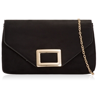 Picture of Xardi London Black Flap Over Suede Clutch Bag 