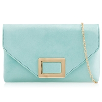 Picture of Xardi London Mint Flap Over Suede Clutch Bag 