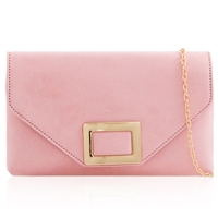 Picture of Xardi London Pink Flap Over Suede Clutch Bag 