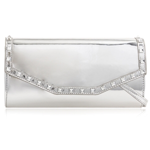 Picture of Xardi London Silver Long Patent Stud Clutch for Women