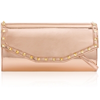 Picture of Xardi London Champagne Long Patent Stud Clutch for Women