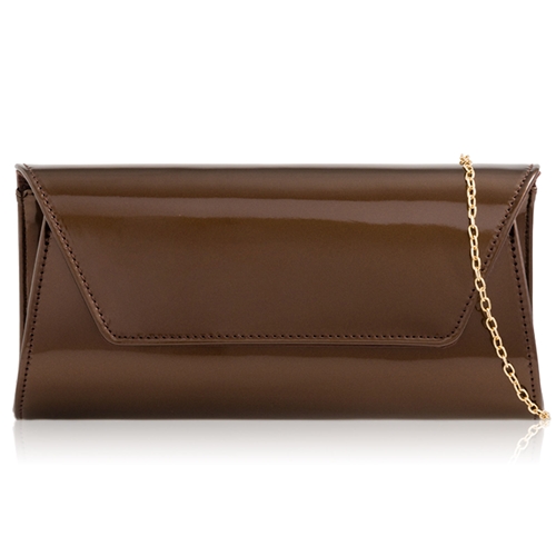 Picture of Xardi London Brown Large Patent Leather Clutch Bag