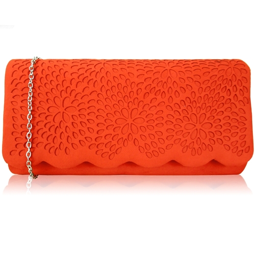 Picture of Xardi London Scarlet Long Suede Cut Out Party Wear clutch Bag