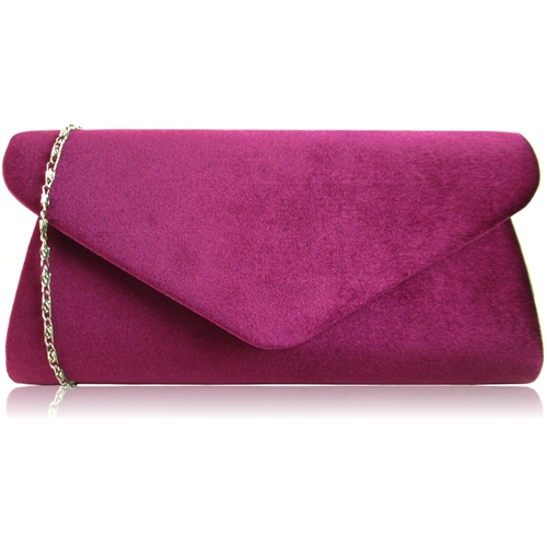 Picture of Xardi London Burgundy Velvet Sassy Faux Suede Envelope Clutch Bag