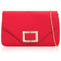Picture of Xardi Red Ruby Women Ladies Faux Suede Evening Clutch Bag