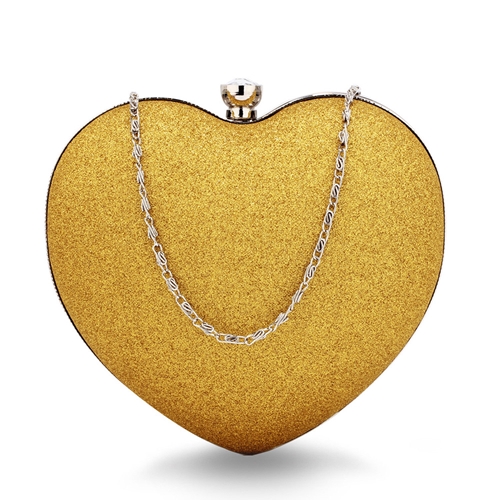 Picture of Xardi London Gold Glitter Small Heart Glitter Clutch Bag