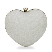 Picture of Xardi London Silver Glitter Small Heart Glitter Clutch Bag