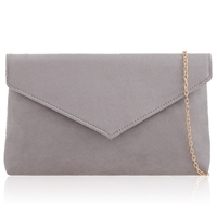 Picture of Xardi Grey Large Flat Suedette Clutch