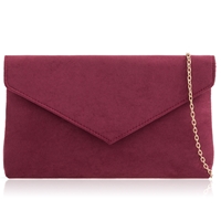 Picture of Xardi London Burgundy Large Flat Suedette Clutch