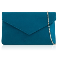 Picture of Xardi London Teal Large Flat Suedette Clutch