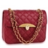 Picture of Xardi London Burgundy Flap Cross Body Bag Quilted Leather Style Satchel Bag