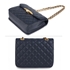 Picture of Xardi London Navy Flap Cross Body Bag Quilted Leather Style Satchel Bag