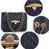 Picture of Xardi London Navy Flap Cross Body Bag Quilted Leather Style Satchel Bag