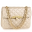 Picture of Xardi London Champagne Flap Cross Body Bag Quilted Leather Style Satchel Bag