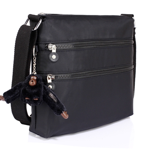 Picture of Xardi London Black Double Zip Cross Body Bag Medium Polyester Women Cross Body Bag