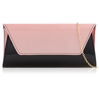 Picture of Xardi London Black Champagne Large Patent Leather Clutch Bag