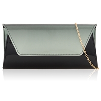 Picture of Xardi London Black Grey Large Patent Leather Clutch Bag