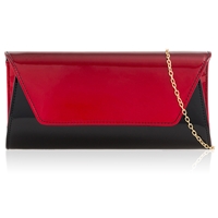 Picture of Xardi London Black Red Large Patent Leather Clutch Bag