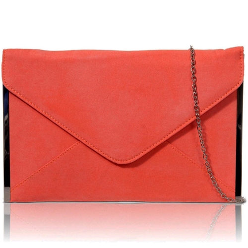Picture of Xardi London Dark Coral medium celebrity flat envelope handbag