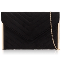Picture of Xardi London Black Chevron medium celebrity flat envelope handbag