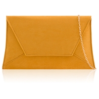 Picture of Xardi London Mustard Large Flat Suede Diagonal Envelope Clutch Bag 