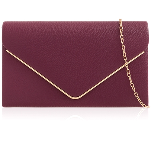 Picture of Xardi London Burgundy Faux Leather Women Envelope Clutch Bag