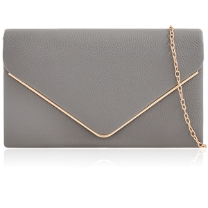 Picture of Xardi London Grey Faux Leather Women Envelope Clutch Bag