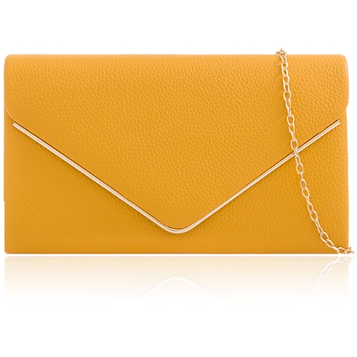 Picture of Xardi London Mustard Faux Leather Women Envelope Clutch Bag