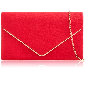 Picture of Xardi London Red Faux Leather Women Envelope Clutch Bag