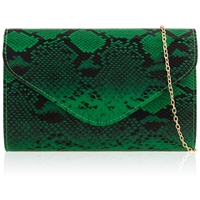 Picture of Xardi London Green Snake Print Animal Print Clutch Bag 