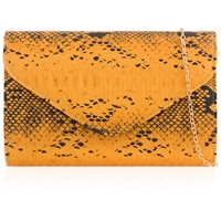 Picture of Xardi London Mustard Snake Print Animal Print Clutch Bag 