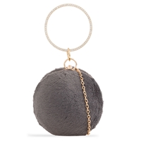 Picture of Xardi London Charcoal Faux Fur Top Handle Clutch Bags 